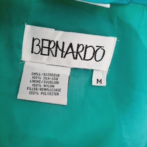 Vintage BERNARDO \ 100% Silk 90's Windbreaker Long Jacket Bright Blue M Flawed - Picture 15 of 15